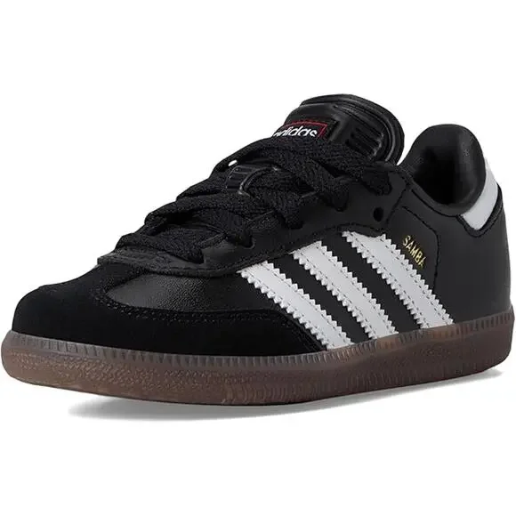NWT adidas Unisex Big Kid Samba Indoor Sneaker, Black/White/Gum-Size